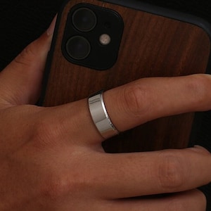 Herrenring Silber, Edelstahl Silber Band Ring für Männer, gebürstet Band Pinky Band Männer - Herrenschmuck, Ringe für Ihn Durch Twistedpendant