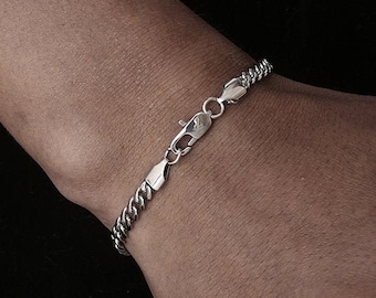 Bracelet en argent pour homme, chaîne de bracelet cubain de 5 mm, bracelet pour homme en acier inoxydable, chaîne à maillons cubains pour homme, cadeau pour homme - par Twistedpendant