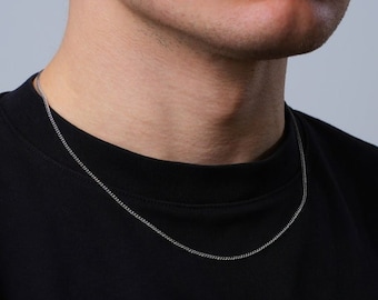 2mmシルバーコネルチェーン、メンズシルバーチェーン、細身のシルバーチェーン（男性用）、イニシャルペンダントネックレス付きチェーン、男性へのギフト - Twistedpendant製