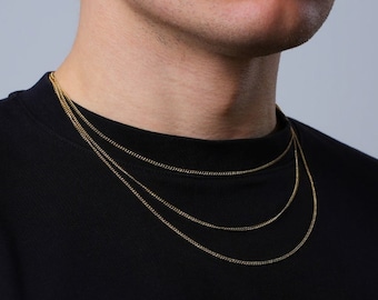 Gold 2mm Chain, Mens Gold Connell Chain, Thin Chain Necklace