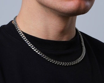 8mm Silver Cuban Chain, Mens Chain, Silver Chain Mens, Silver Chains For Men, Stainless Steel Chain, Mens Jewellery - By Twistedpendant