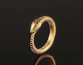 18K Gold Schlangenring für Männer - Wasserdichter Schlangenring - Dünner Schlangenbandring - Herrenschmuck - Minimalistischer Schlangenring - Von Twistedpendant