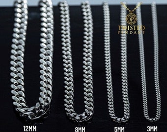 Silver Chain Necklace Mens Chains Cuban Chain Stainless Steel Chain Mens Jewellery - Mens Silver Chain - Gifts For Men - Mens Necklace