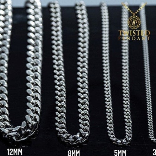 Silver Chain Necklace Mens Chains Cuban 