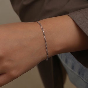 Thin Silver Bracelet Chain Dainty Silver Bracelets for Women Tiny