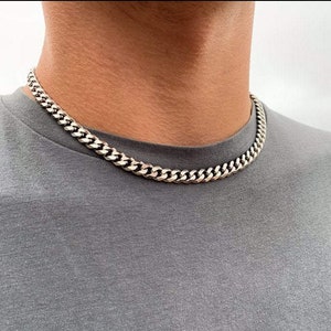 Mens Necklace, Silver 8mm Cuban Link Chain, Thick Silver Chain Men - Mens Silver Necklace Chain - Mens Jewelry Gifts By Twistedpendant