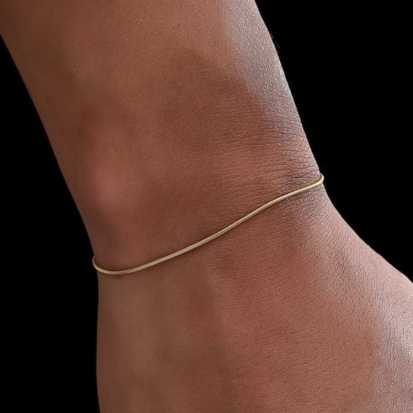 Gold Bracelet Men, Mens Bracelet Thin 1mm Gold Snake Chain, Gold Snake Bracelet, Minimalist Chain Bracelet, Mens Gold Bracelet- Mens Jewelry