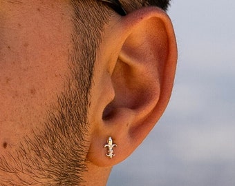 Mens Earrings, Mens Stud Earrings, Silver Stud Earrings, Fleur De Lis Stud, Mens Silver Earrings, Mens Jewelry Gold Studs- By Twistedpendant