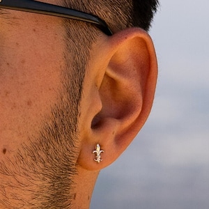 Pendientes para hombre, Pendientes para hombre, Pendientes de plata, Fleur De Lis Stud, Pendientes de plata para hombre, Joyería para hombre Studs de oro- Por Twistedpendant