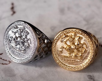 Argos 2025 Mens Gold Signet Rings Argos St George Ring Argos 2025