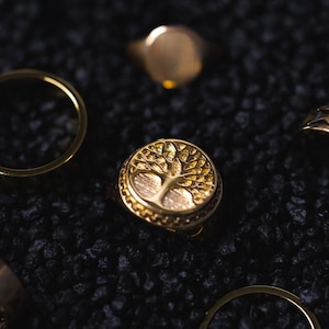 Mens Ring - 18K Gold Signet Ring For Men - Large Tree Of Life Ring - Gold Rings For Men - Mens Jewelry - Gifts For Men - By Twistedpendant