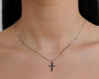 Silver Cross Necklace, Silver Crucifix Pendant Necklace, Dainty Delicate Cross, Women's Everyday Necklace, Simple Silver Gifts For Her