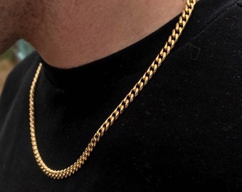 5mm Gold Cuban Chain Necklace - 18K Gold Necklace Men - Mens Gold Chain - 16"- 26" Gold Chain For Men - Mens Jewelry - By Twistedpendant