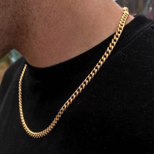 Collier chaîne cubaine en or de 5 mm - Collier en or 18 carats pour homme - Chaîne en or pour homme - Chaîne en or de 16 à 26 po. pour homme - Bijoux pour homme - Pendentif torsadé