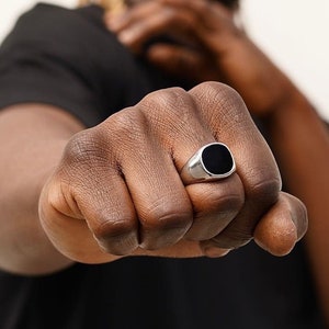 Mens Ring 18K Gold Signet Ring Men Rings for Men Mens Gold Pinky Rings Onyx Ring Men Mens Jewelry Gifts By Twistedpendant image 5