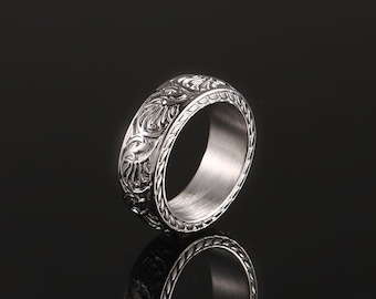 Anillo para hombre, anillo de banda de plata con estampado grueso - anillo de banda para hombre - anillo meñique de plata - anillos para hombres - joyería para hombre - por Twistedpendant