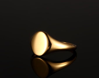 Mens Ring, Smooth Gold Ring - Mens Pinky Ring - Signet Ring Mens, 18K Gold Signet Ring, Mens Jewelry - By Twistedpendant