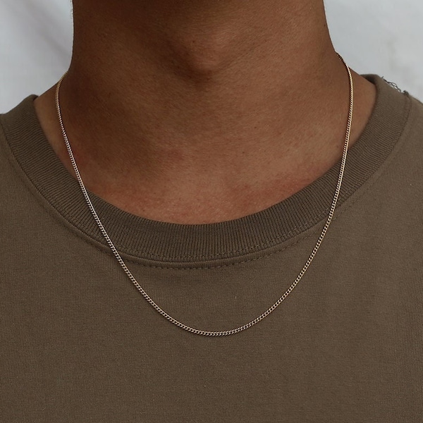 2mm 18K Gold Chain Necklace, Mens Gold Connell Curb Chain, Gold Chains - By Twistedpendant