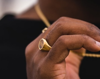 Mens Ring Tigers Eye Gold Ring - Opal Ring - Silver Signet Ring Men - Gold Signet Ring- Rings for Men - 18K Gold Ring By Twistedpendant