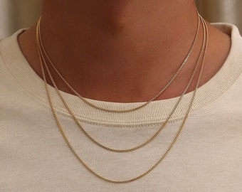 1.5mm 18K Gold Chain Necklace, Mens Gold Chain, Thin Gold Necklace Chain - Mens Jewelry - Valentines Gift - By Twistedpendant