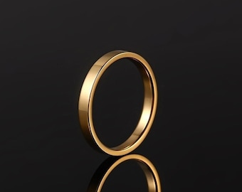 Anello da uomo - Anelli a fascia d'oro minimali per uomo - Anello a fascia d'oro sottile - Anelli minimalisti per uomo, Anniversario d'oro / Anello di promessa - Regalo da uomo