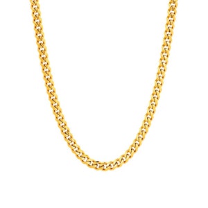 18K Gold 3mm Cuban Chain Mens Necklace 