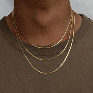 18K Gold 2mm Chain Necklace, Thin Flat Snake Mens Chain, Minimalist Gold Chain For Men Stainless Steel Man Jewellery UK - By Twistedpendant