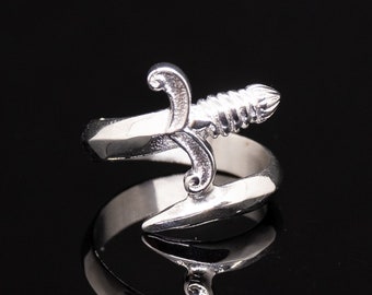 Mens Ring Silver Sword Ring fully Animal Boho Ring Jewelry Unisex Ring Mens Jewellery Gifts, Stainless Steel Ring - By Twistedpendant