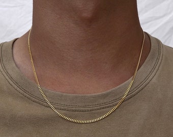 2mm 18K Gold Chain Necklace, Mens Gold Curb Chain, Gold Chains - By Twistedpendant