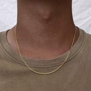 Collier chaîne en or 18 carats de 2 mm, chaîne gourmette en or pour homme, chaînes en or par Twistedpendant image 1