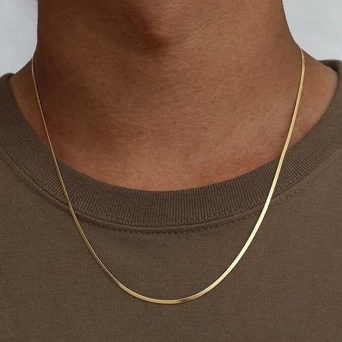 18K Gold Chain Mens Necklace Gold Snake 