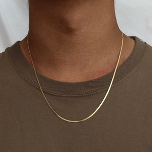 18K Gold Chain, Mens Necklace Gold Snake Chain, 2mm Gold Chain Man Necklace Flat Snake Chain, Mens Gold Chain  - By Twistedpendant