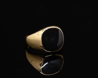 Herren Ring Gold - Onyx Schwarzer Ring - Herren Ring - Gold Siegelring - Herren Schmuck - Herren Siegelring Pinky - Von Twistedpendant