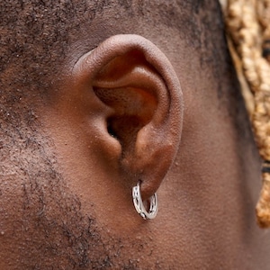 Mens Hoop Earrings - Mens Thick Silver Hoops, Mens Earrings 12mm/14mm, Hoop Earrings Men, Mens Jewellery - By Twistedpendant