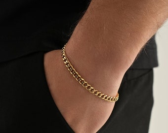 Gold Herren Armband Kette für Männer, Gold 5 mm Armband Kette, Herren Gold verstellbare Kette Gold Armbänder für Herren-Männer Schmuck von Twistedpendant