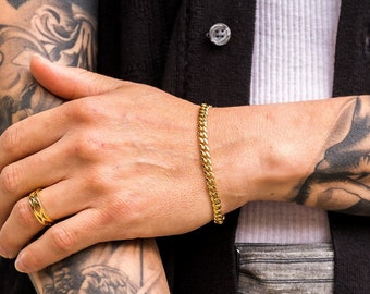 Pendentif torsadé pour homme, chaîne de bracelet à maillons cubains de 5 mm, chaîne en or pour homme, gourmette en or pour homme/femme