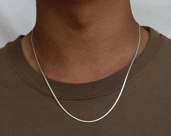 2mm Silver Snake Chain, Mens Chain, Silver Chain Mens, Flat Snake Simple Mens Necklace 18" / 20" / 22" - By Twistedpendant