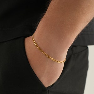 Pulseiras masculinas, pulseira masculina de ouro Figaro, corrente de pulseira masculina, pulseiras finas de ouro masculinas, corrente de pulseira de ouro ajustável - por Twistedpendant