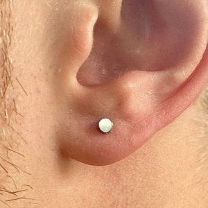 Boucles d'oreilles en argent pour homme - Puces d'oreilles pour homme en acier inoxydable et argent 3 mm - Puces pour homme - Bijoux cadeaux pour homme - Parures de boucles d'oreilles