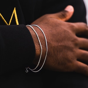 Mens Bracelet - Thin Silver Snake Bracelet Chain, Adjustable 1mm Snake Chain, Mens Jewellery, Mens Gold Chain Bracelet - By Twistedpendant
