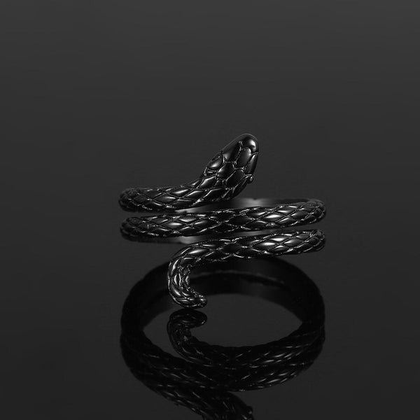 Mens Ring - Thin Black Snake Ring Men - Black Spiral Snake Signet Ring - Mens Black Ring - Vintage Signet Ring Men - Mens Jewelry - Rings UK