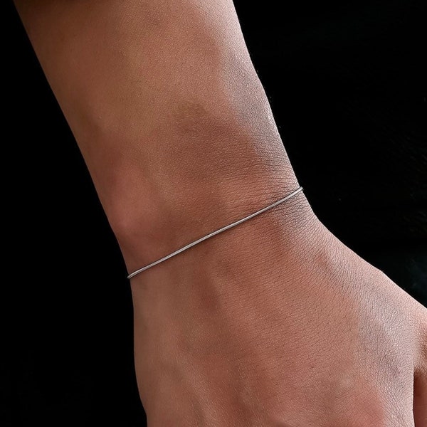 Silberarmband Männer, Herrenarmband Dünne 1mm Schlangenkette, Silberschlangenarmband, Minimalist Kettenarmband, Herrenschmuck- Von Twistedpendant