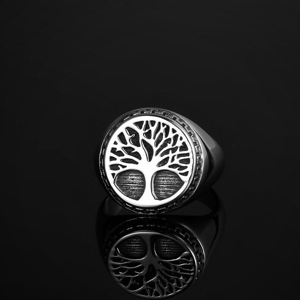 Mens Ring, Silver Tree Of Life Ring - Silver Signet Ring - Signet Ring Mens - Religious Symbol Ring - Rings for Men - Mens Jewelry Ring Gift