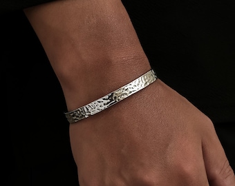 Herren Manschette Armband, Silber Armreif Manschette Armbänder für Männer, Minimalist verstellbare Armband Silber Kette, Manschetten für Männer - Von Twistedpendant