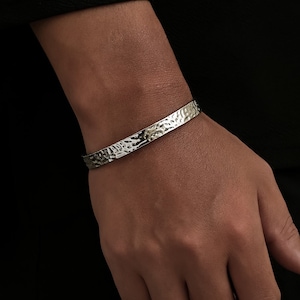 Mens Cuff Bracelet, Silver Bangle Cuff Bracelets for Men, Minimalist Adjustable Bracelet Silver Chain, Cuffs for Man - By Twistedpendant