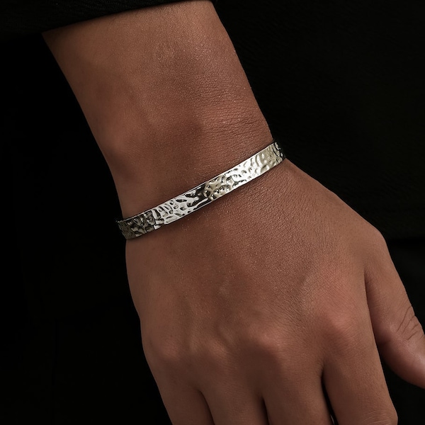 Herren Manschette Armband, Silber Armreif Manschette Armbänder für Männer, Minimalist verstellbare Armband Silber Kette, Manschetten für Männer - Von Twistedpendant