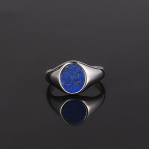 Silver Signet Ring Men - Mens Rings Silver - Lapis Lazuli Rings for men - By Twistedpendant