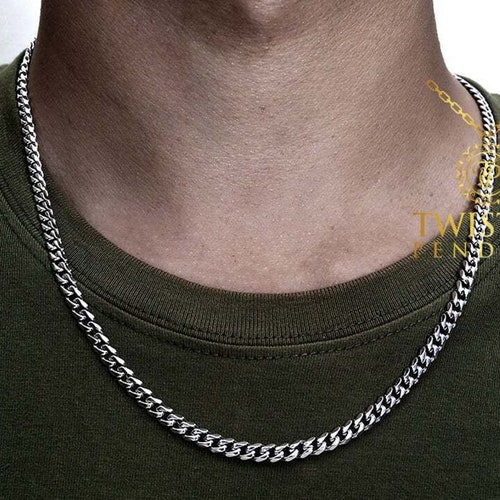 Silver Chain Choker Thick Mens Necklace 