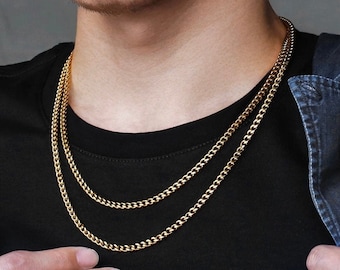 Collana cubana in oro 18 carati, collana da uomo con catena in oro spessa 4 mm, collane in oro per uomo - Gioielli da uomo di Twistedpendant