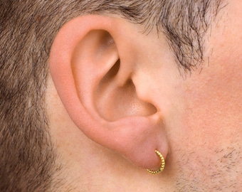 Buy Small 18K Gold Hoop Earrings, Mens Hoop Earrings, Thin Gold